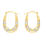 Hatton Garden Closeout - 9K Yellow & White Gold Leaf Creole Earring with Clasp