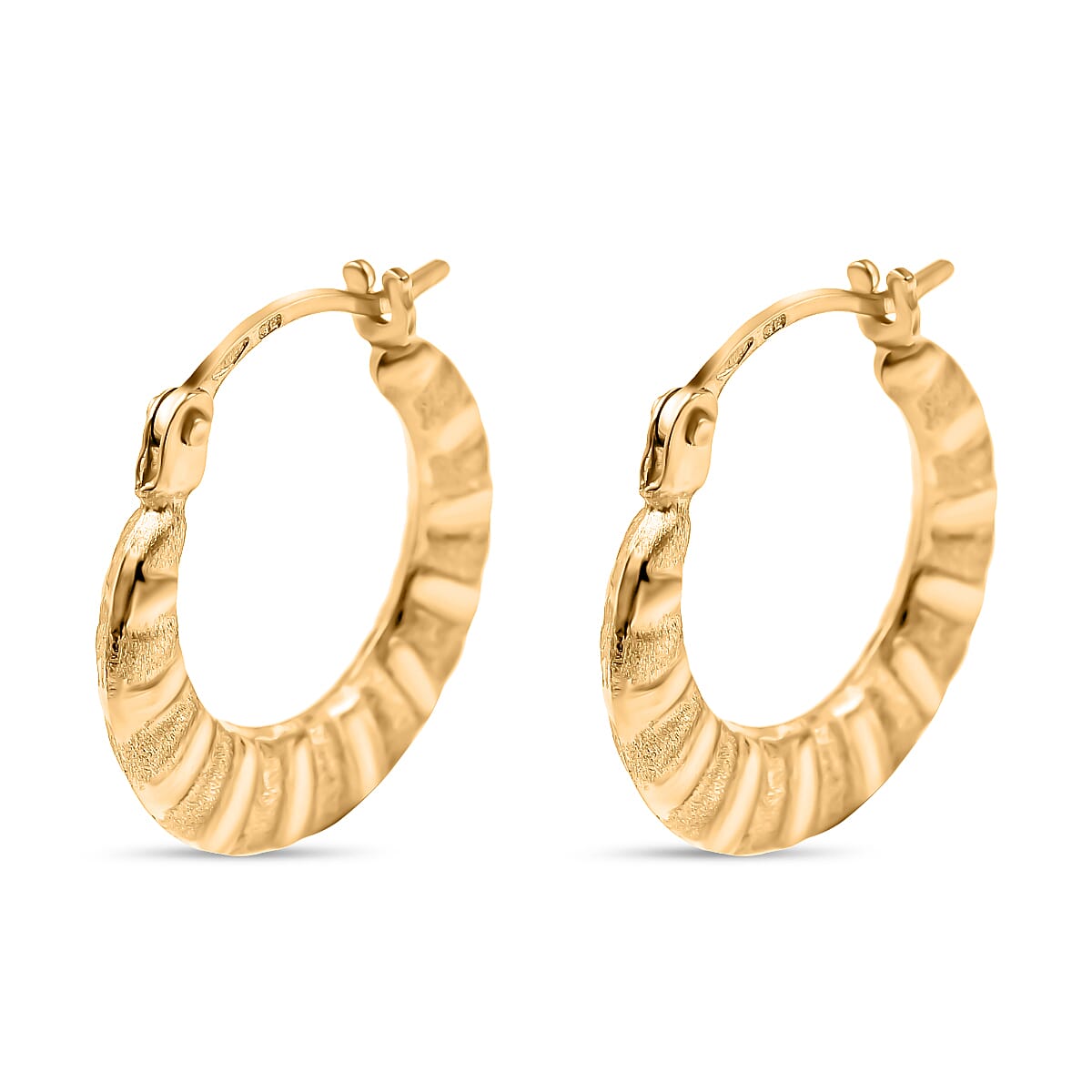 Close Out Deal- 9K Yellow Gold Broad Textured Hoop Earrings 7725505 0