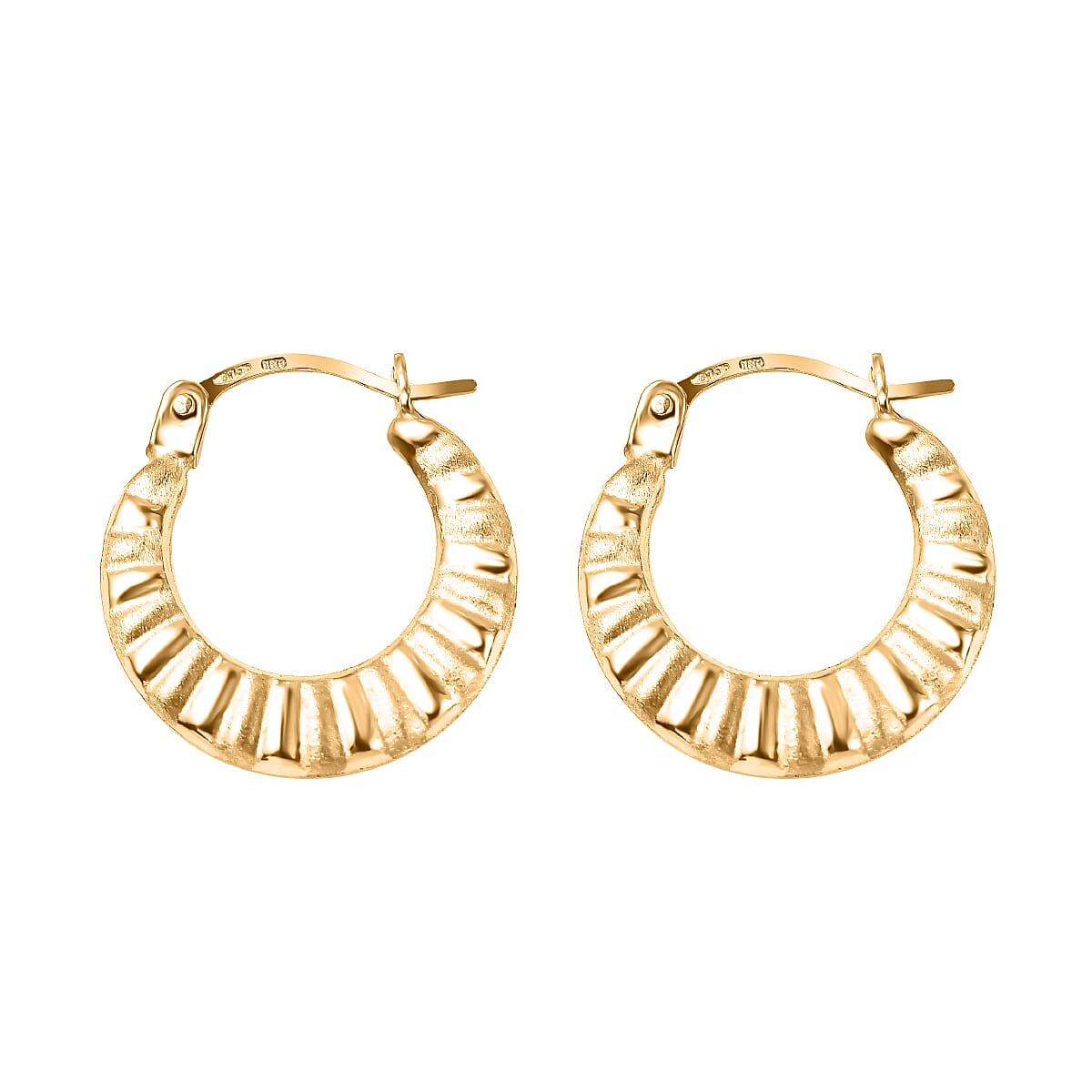 Close Out Deal- 9K Yellow Gold Broad Textured Hoop Earrings 7725505 3