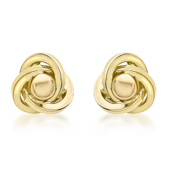 9K Yellow Gold 5mm Knot and Ball Stud Earrings 7338327 1