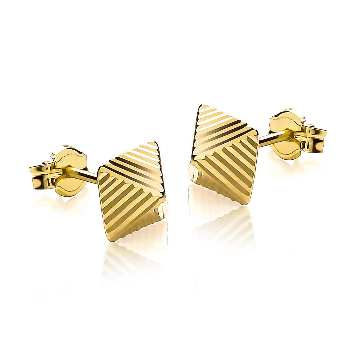9K Yellow Gold 6mm x 6mm Diamond Cut Pyramid Stud Earrings 7338414 0