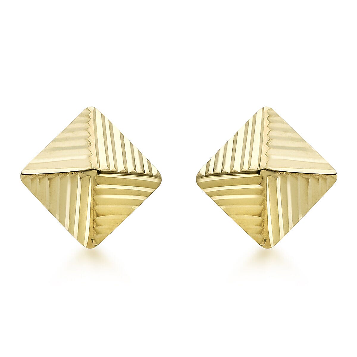 9K Yellow Gold 6mm x 6mm Diamond Cut Pyramid Stud Earrings 7338414 1