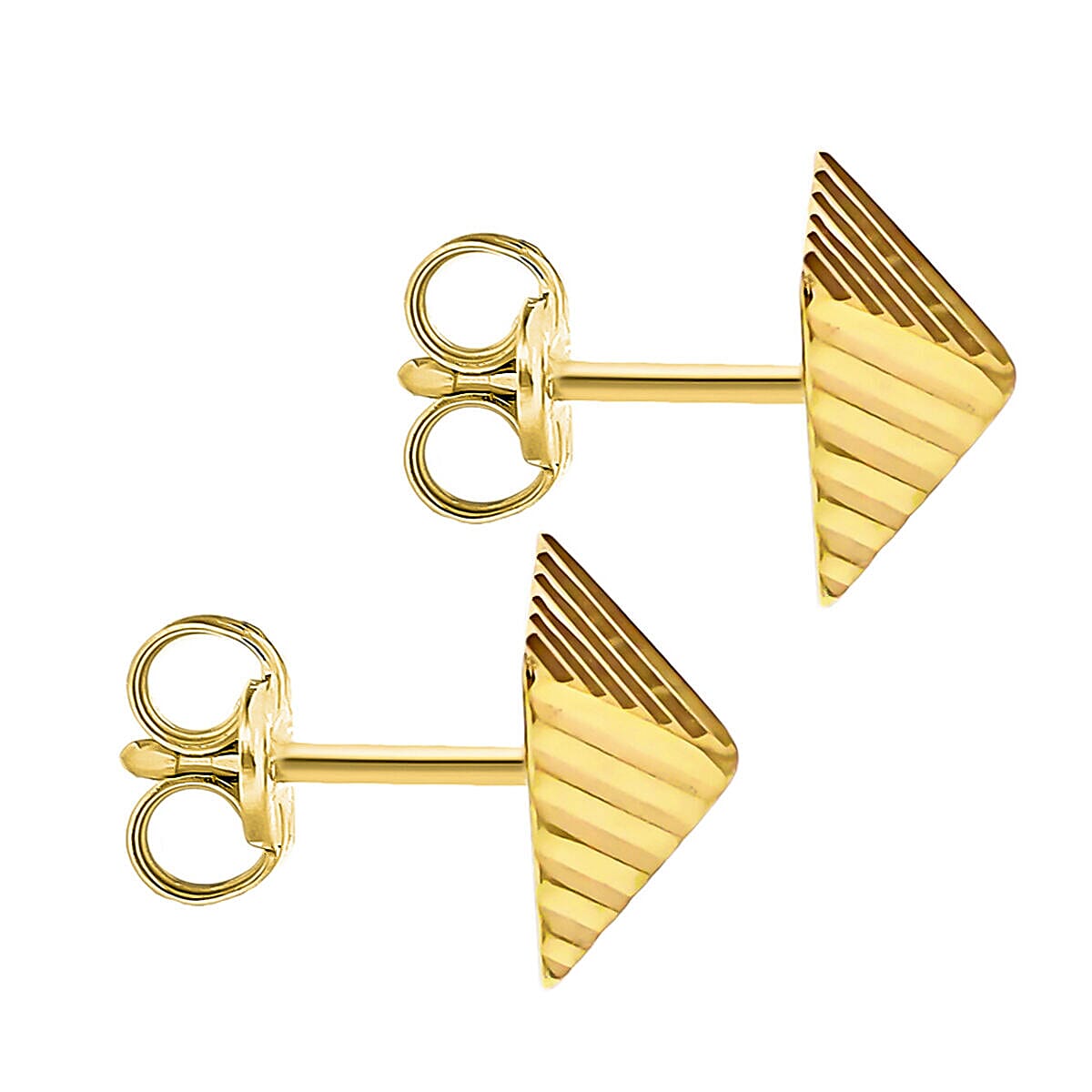 9K Yellow Gold 6mm x 6mm Diamond Cut Pyramid Stud Earrings 7338414 2