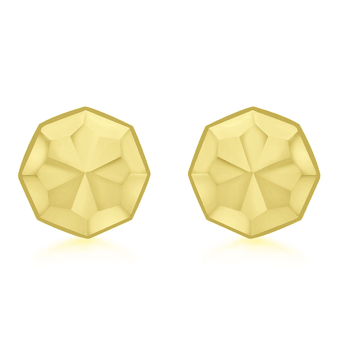 9K Yellow Gold 7mm Diamond Cut Octagonal Stud Earrings 7338504 0