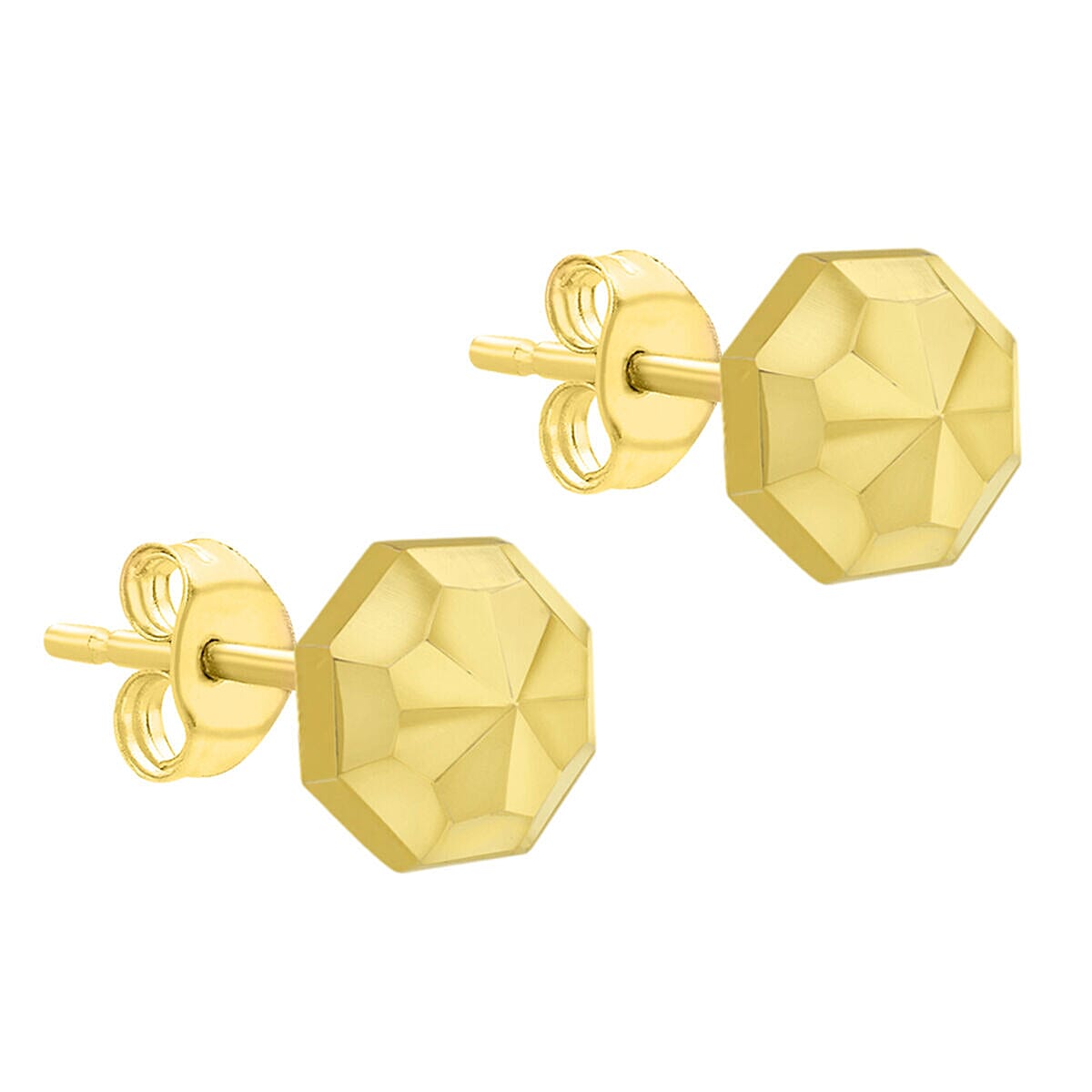 9K Yellow Gold 7mm Diamond Cut Octagonal Stud Earrings 7338504 1