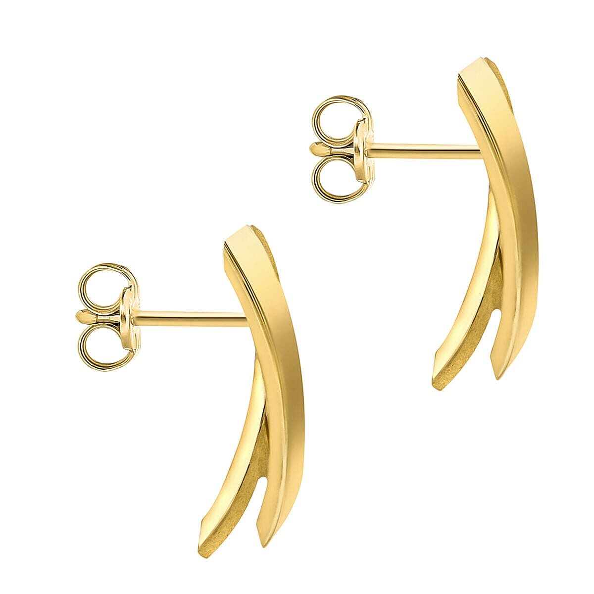 9K Yellow Gold 7mm x 16mm Satin and Polished Crossover Earrings 7338531 2