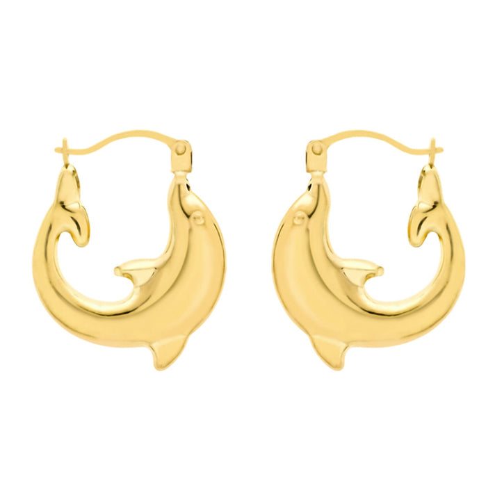 9K Yellow Gold Dolphin Earrings 7812656 1