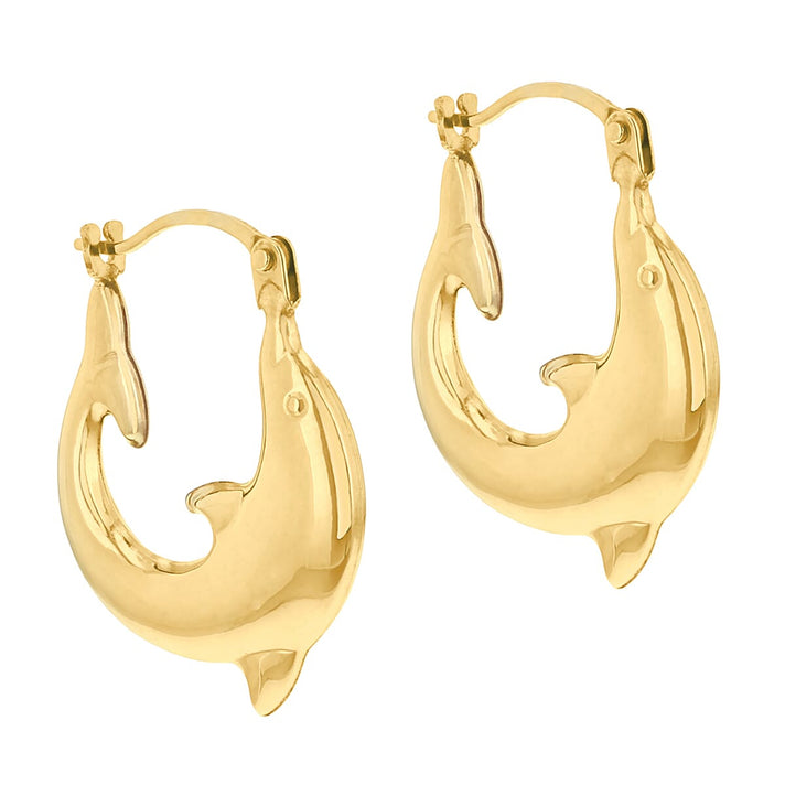 9K Yellow Gold Dolphin Earrings 7812656 2