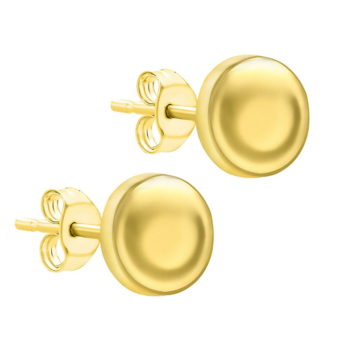 9K Yellow Gold 7mm Flat Button Stud Earrings 7338481 2