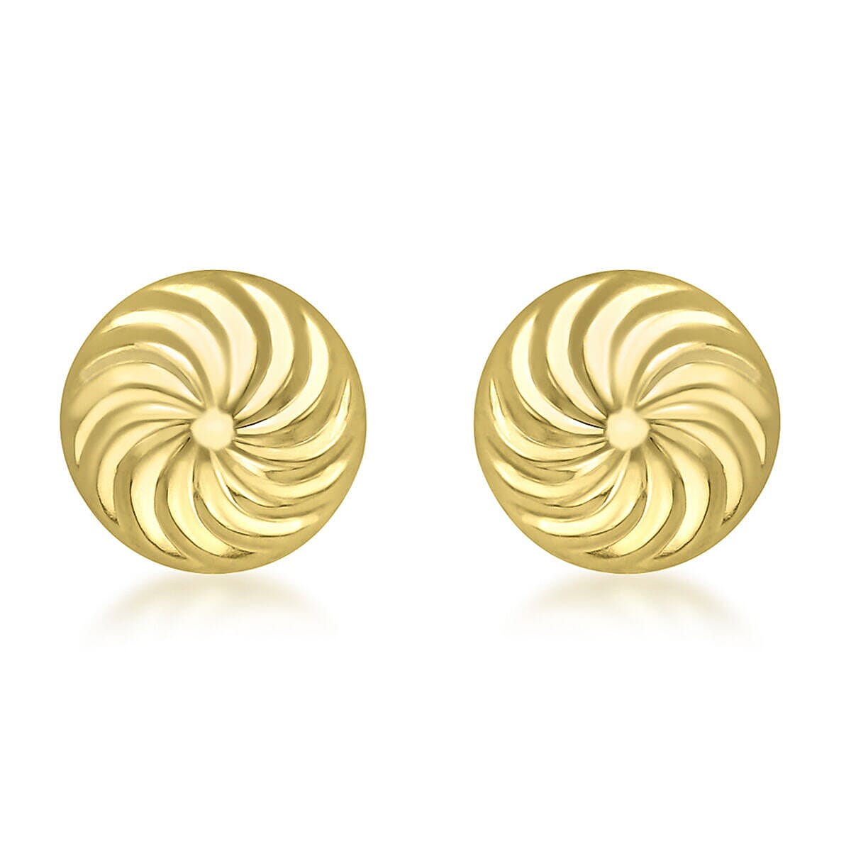 9K Yellow Gold 8mm Swirl Detail Dome Stud Earrings 7338493 0