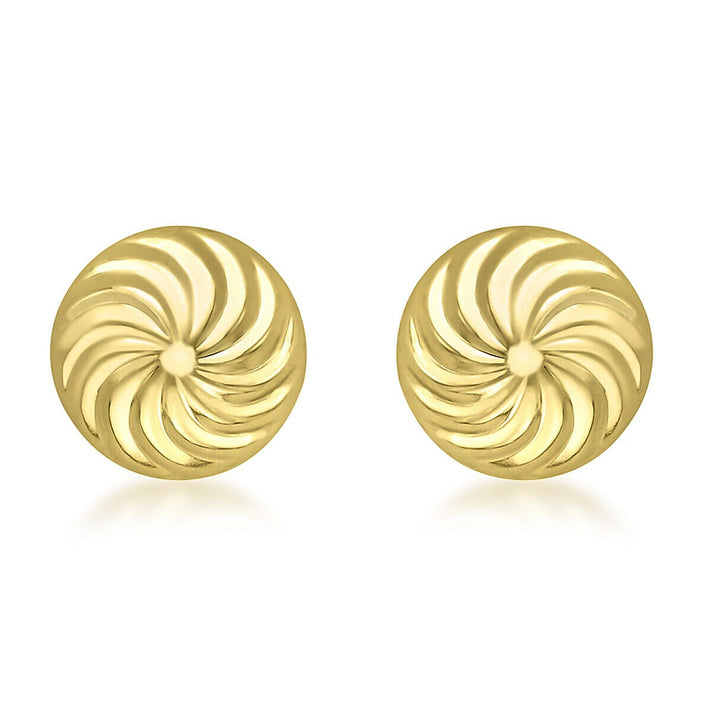 9K Yellow Gold 8mm Swirl Detail Dome Stud Earrings 7338493 1