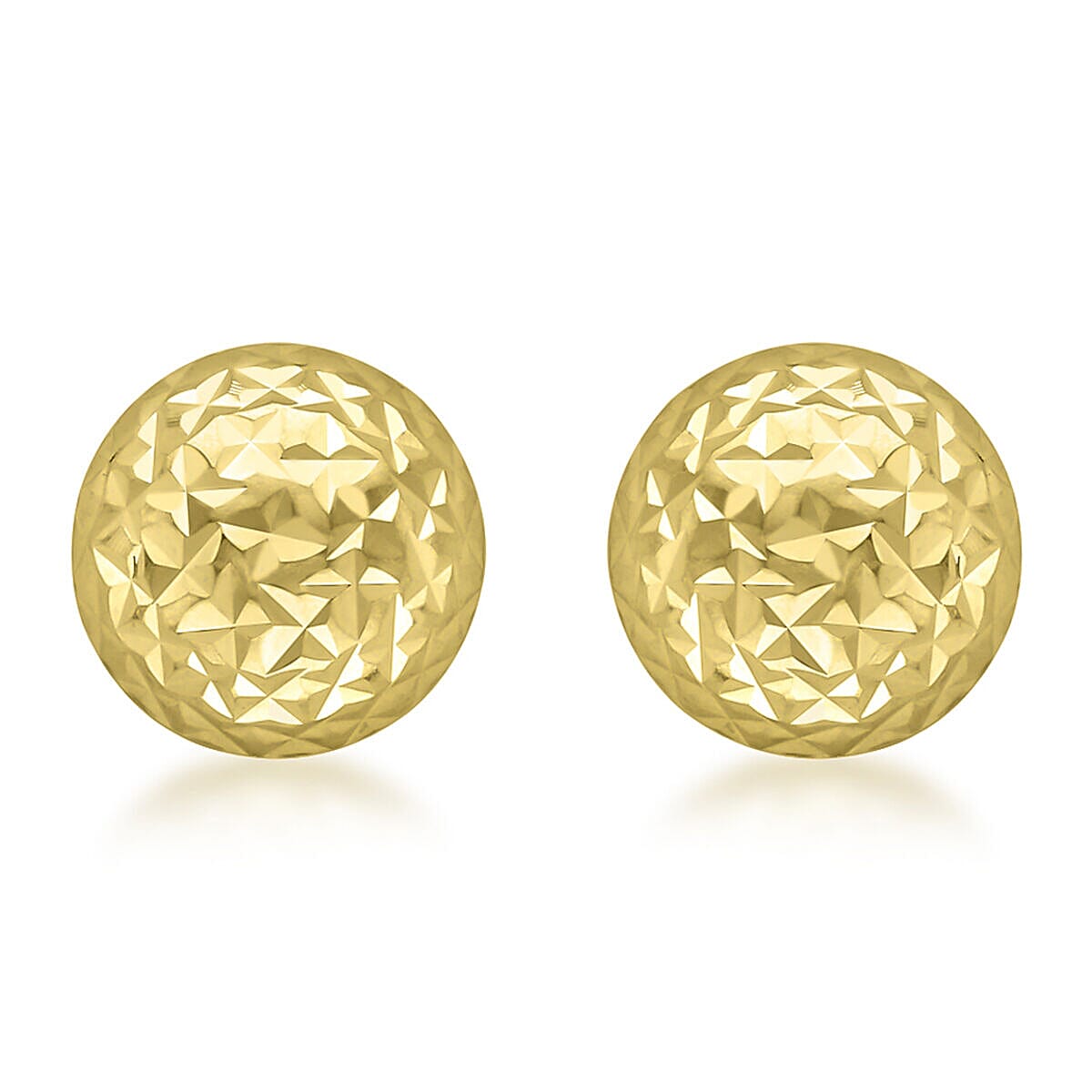 9K Yellow Gold 8mm Diamond Cut Dome Stud Earrings 7338500 0