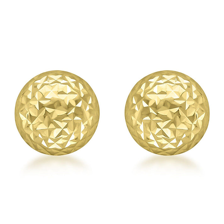 9K Yellow Gold 8mm Diamond Cut Dome Stud Earrings 7338500 1