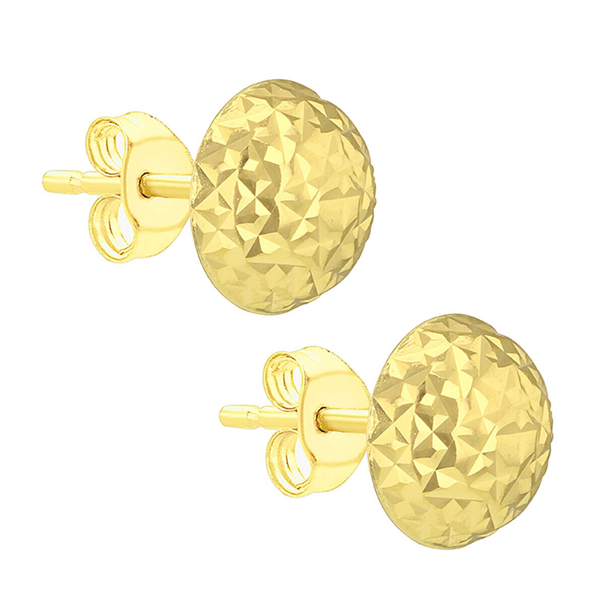 9K Yellow Gold 8mm Diamond Cut Dome Stud Earrings 7338500 1