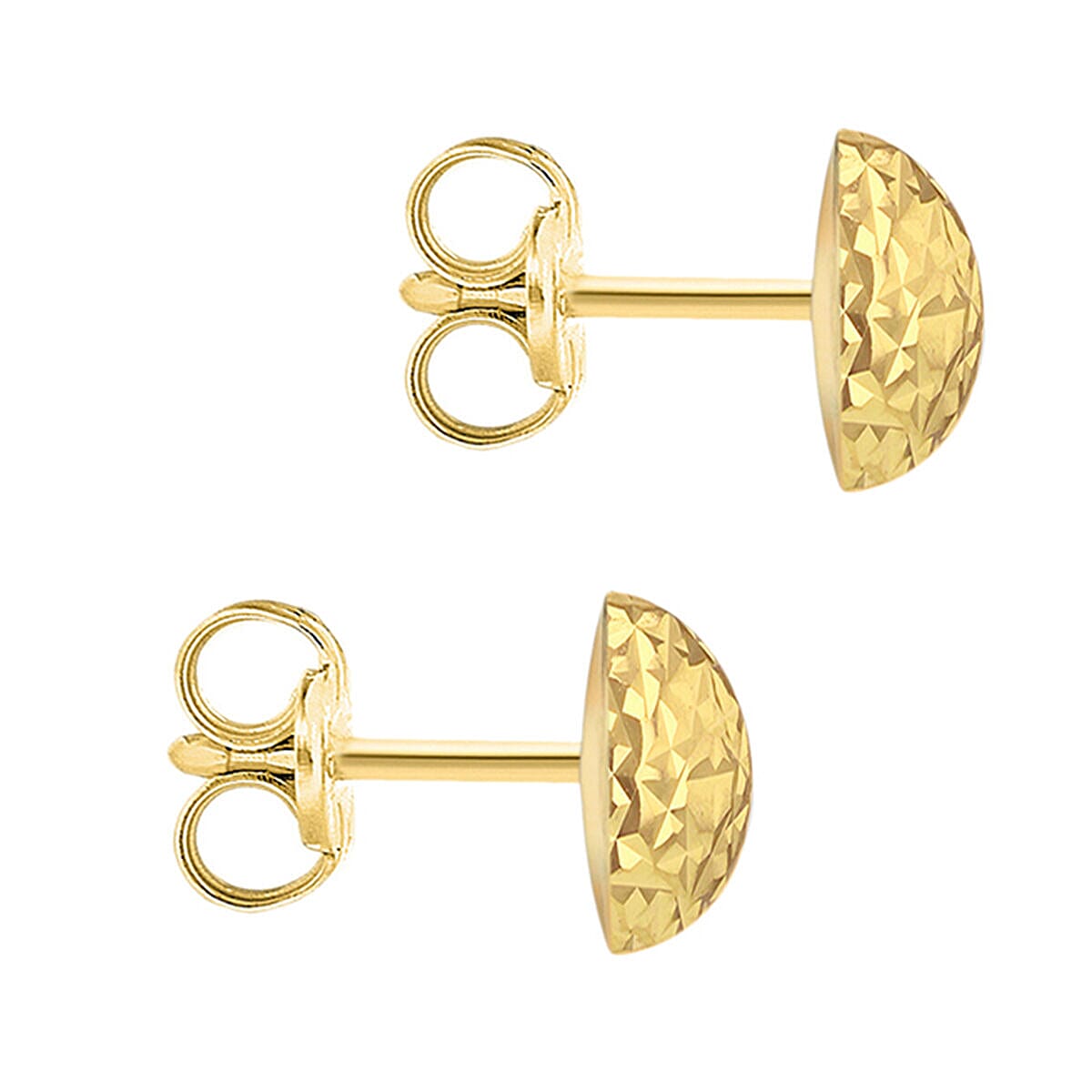 9K Yellow Gold 8mm Diamond Cut Dome Stud Earrings 7338500 2