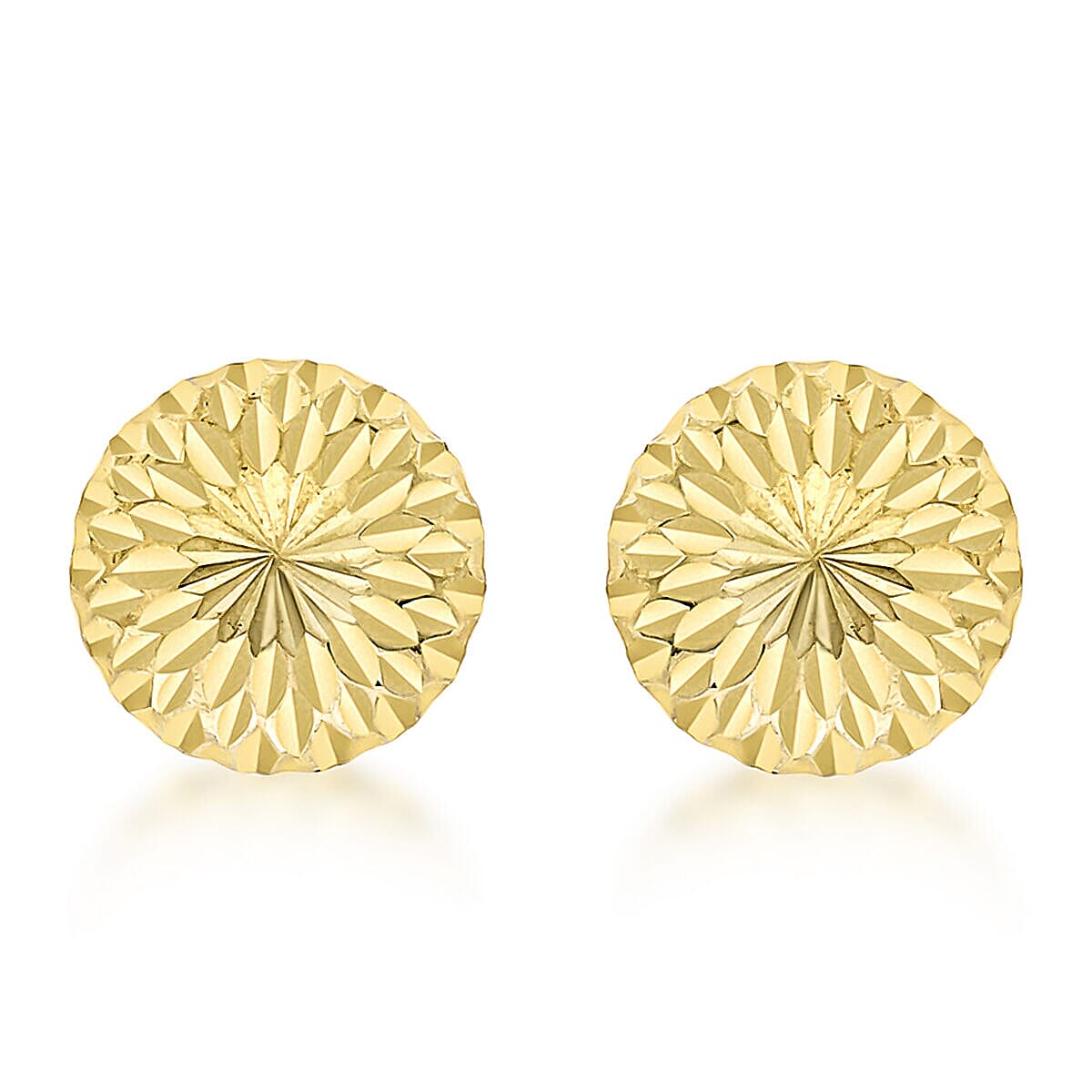 9K Yellow Gold 10mm Diamond Cut Half Ball Stud Earrings 7338331 0