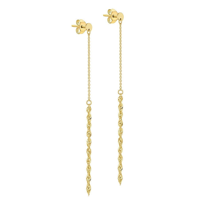 2mm Rope And Trace Chain Drop Earrings in 9K Yellow Gold 7567537 1