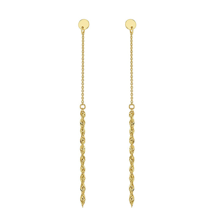 2mm Rope And Trace Chain Drop Earrings in 9K Yellow Gold 7567537 2