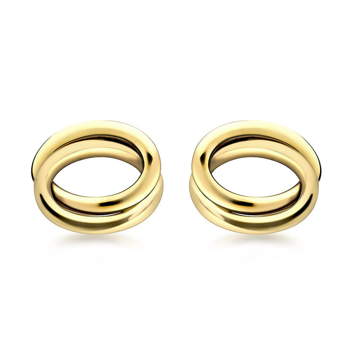 9K Yellow Gold 11.5mm x 9.5mm Oval Stud Earrings 7338480 1