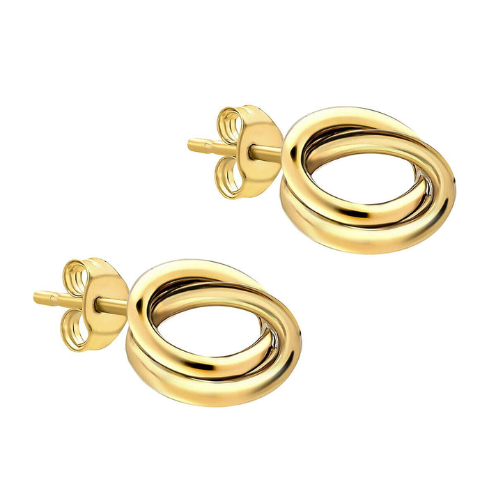 9K Yellow Gold 11.5mm x 9.5mm Oval Stud Earrings 7338480 2