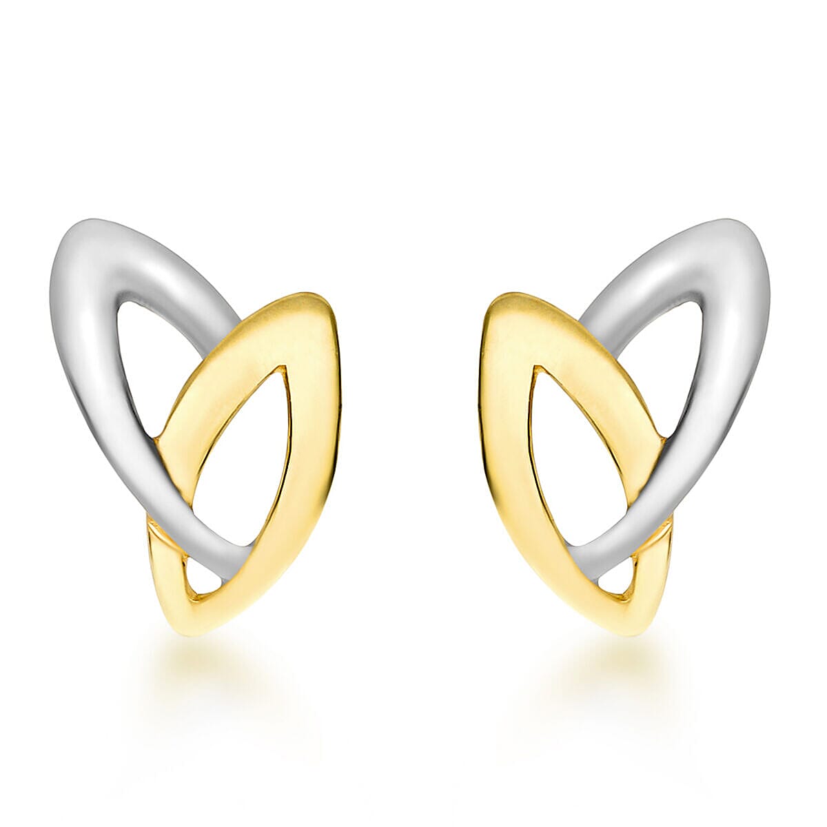 9K Two Colour Gold 7mm x 11mm Double Marquise Stud Earrings 7341448 0