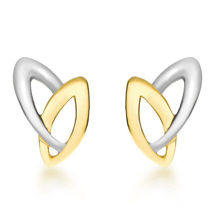 9K Two Colour Gold 7mm x 11mm Double Marquise Stud Earrings 7341448 1