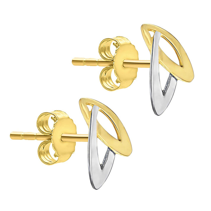 9K Two Colour Gold 7mm x 11mm Double Marquise Stud Earrings 7341448 2
