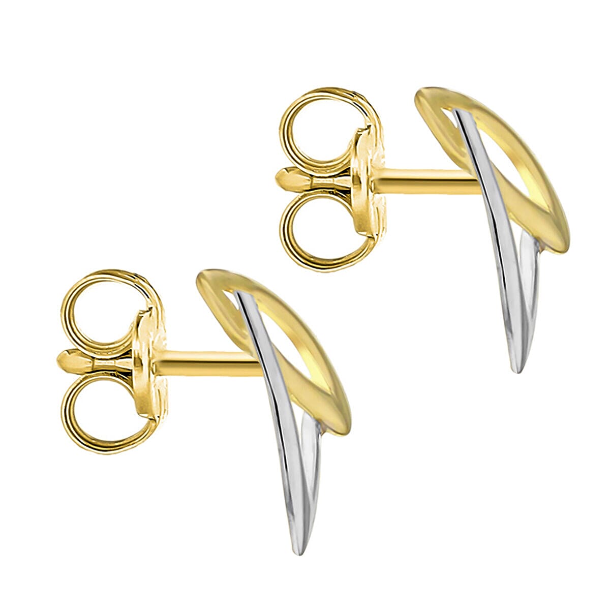 9K Two Colour Gold 7mm x 11mm Double Marquise Stud Earrings 7341448 2