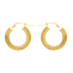 Hatton Garden Closeout - 9K Yellow Gold Diamond Cut Edge Hoop Earrings