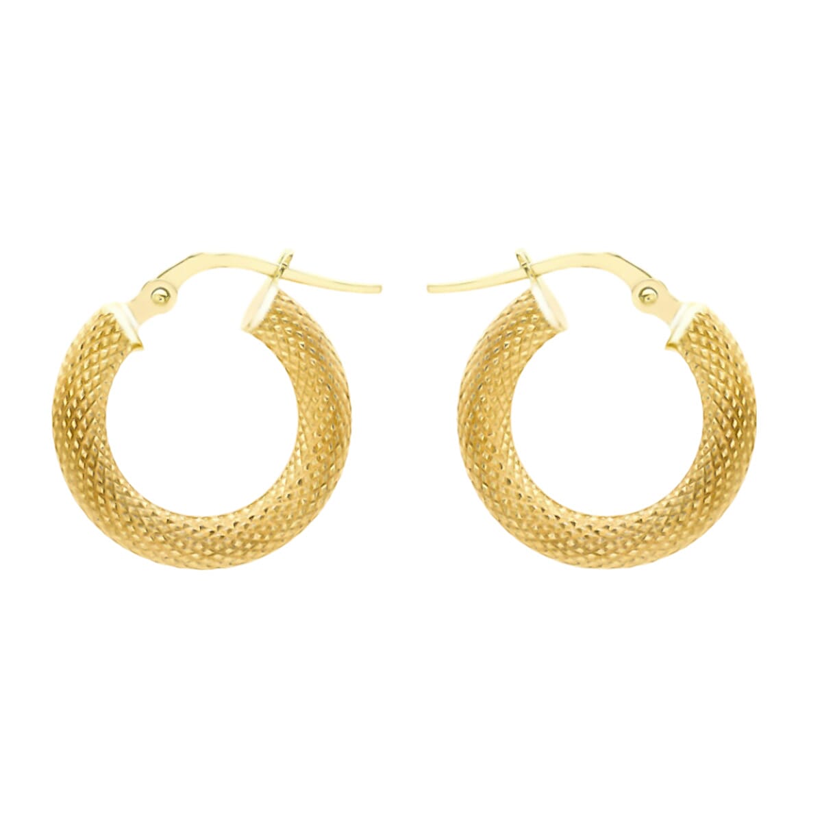 Hatton Garden Closeout - 9K Yellow Gold Diamond Cut Edge Hoop Earrings 7752377 0