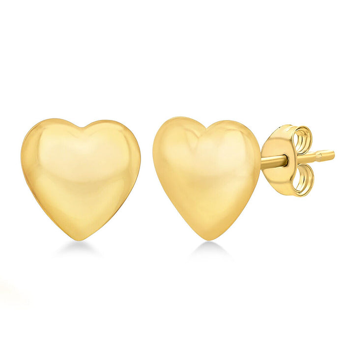 9K Yellow Gold 9.5mm x 10mm 3D Polished Heart Stud Earrings 7338597 1