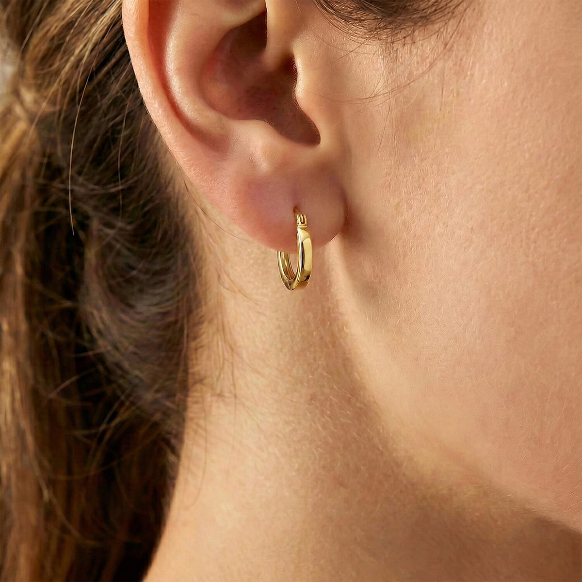 Royal Bali Collection - 9K Yellow Gold Hoop Earrings with Clasp 8412219 2