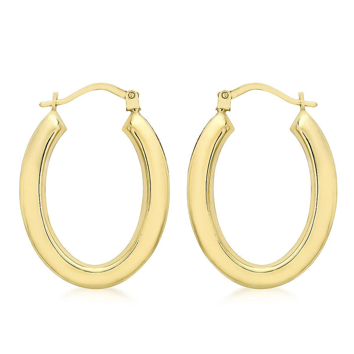 9K Yellow Gold 20mm x 27mm Polished Oval Hoop Creole Earrings 7338068 1