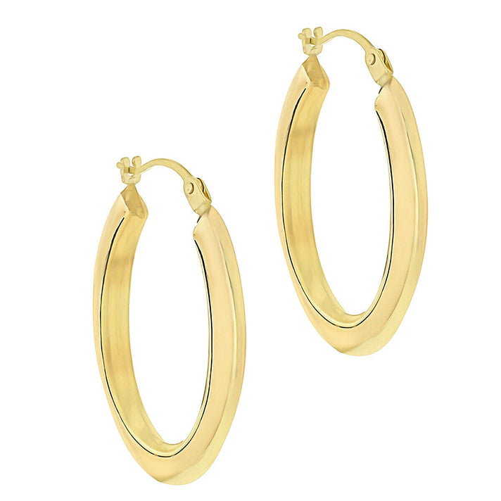 9K Yellow Gold 20mm x 27mm Polished Oval Hoop Creole Earrings 7338068 2