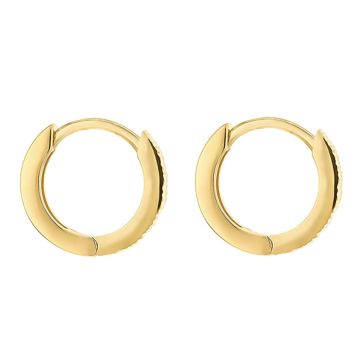 9K Yellow Gold Diamond Cut 2mm x 11mm Huggie Earrings 7337804 2