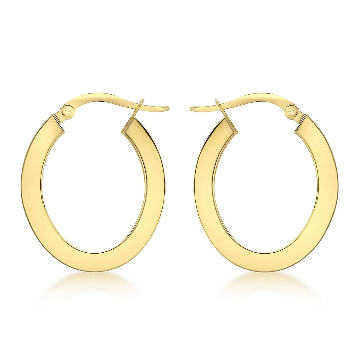 9K Yellow Gold 19mm x 24mm Flat Oval Creole Earrings 7337859 0