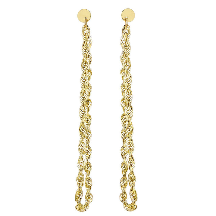 9K Yellow Gold 2mm Rope Chain Loop Earrings 7338606 2
