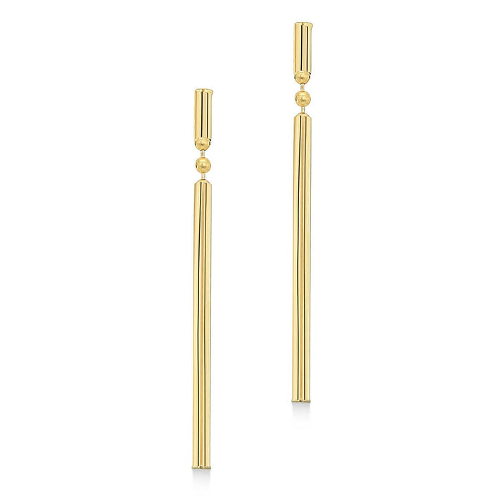 9K Yellow Gold 2mm x 41mm Round Bar Drop Earrings 7338623 2
