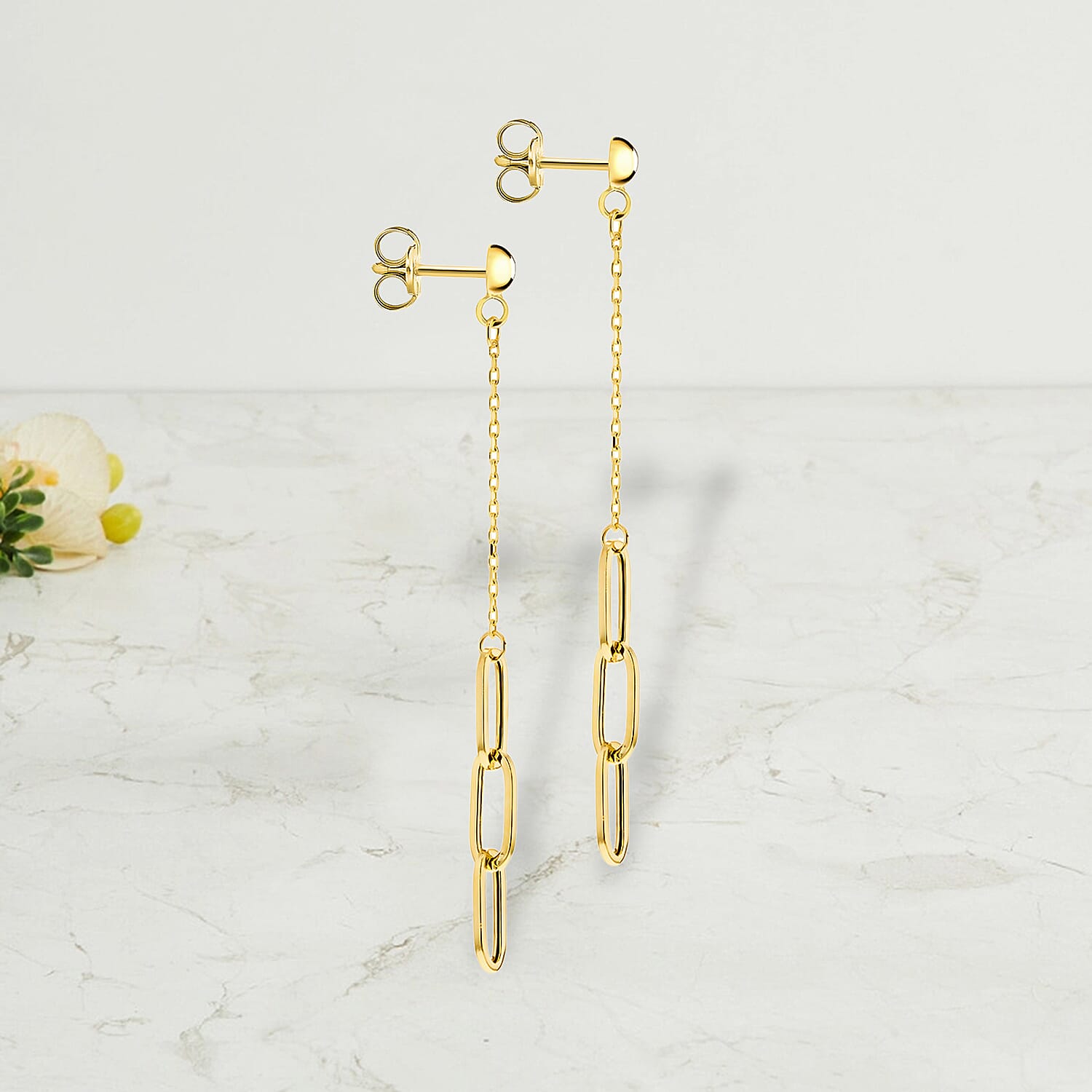 Paper Chain Drop Stud Earrings in 9K Yellow Gold 7567520 4