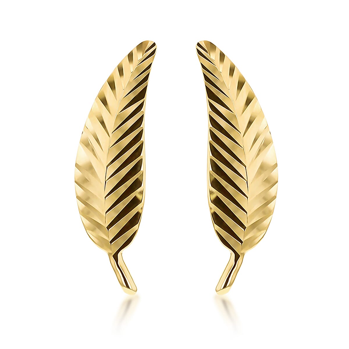 Diamond Cut Leaf Stud Earrings in 9K Yellow Gold 7567535 0