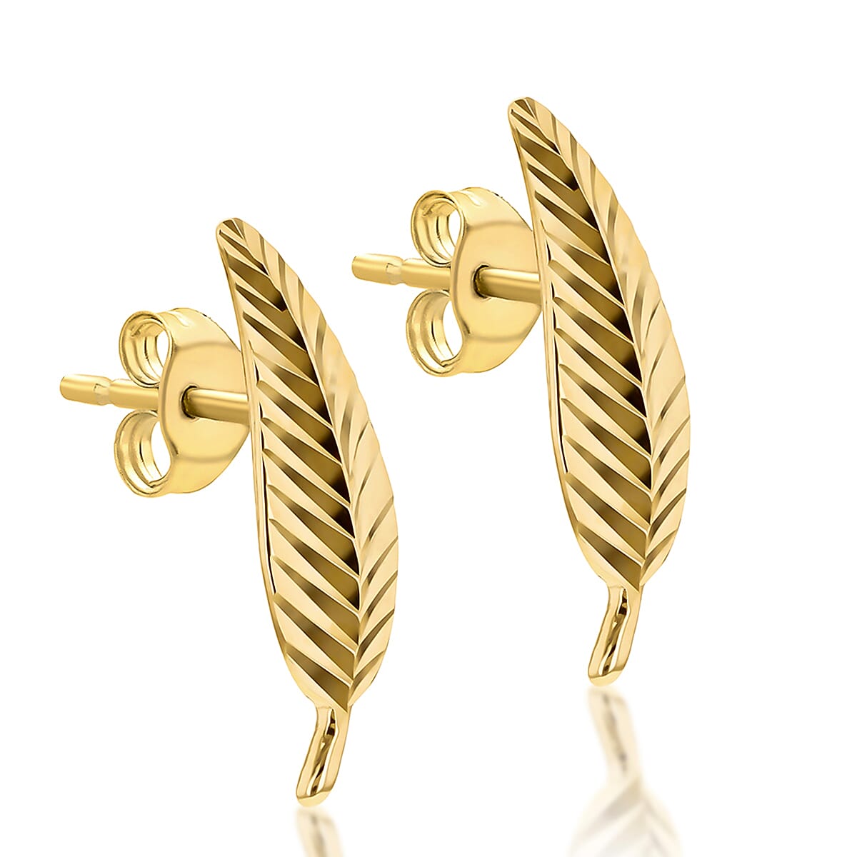 Diamond Cut Leaf Stud Earrings in 9K Yellow Gold 7567535 1