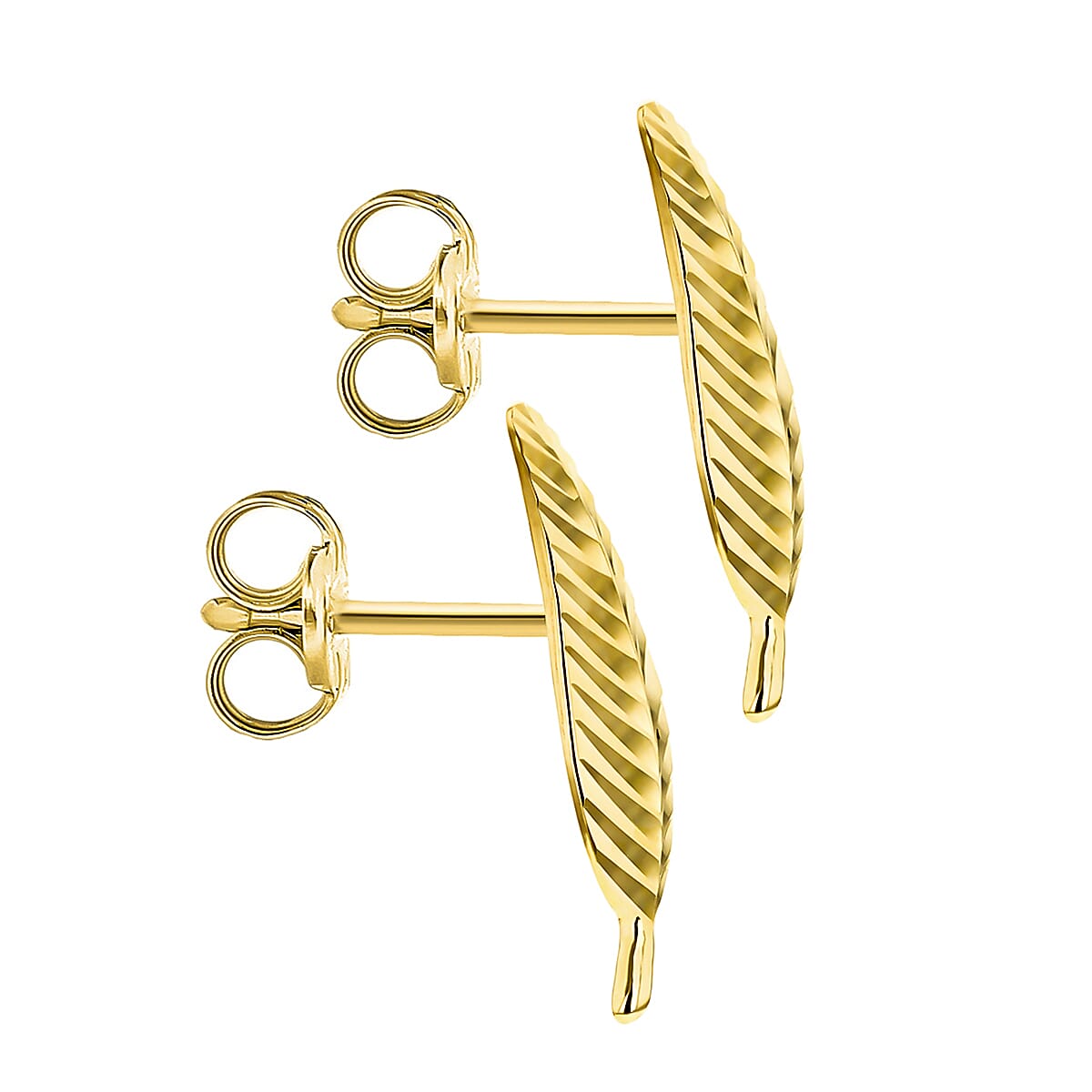 Diamond Cut Leaf Stud Earrings in 9K Yellow Gold 7567535 2