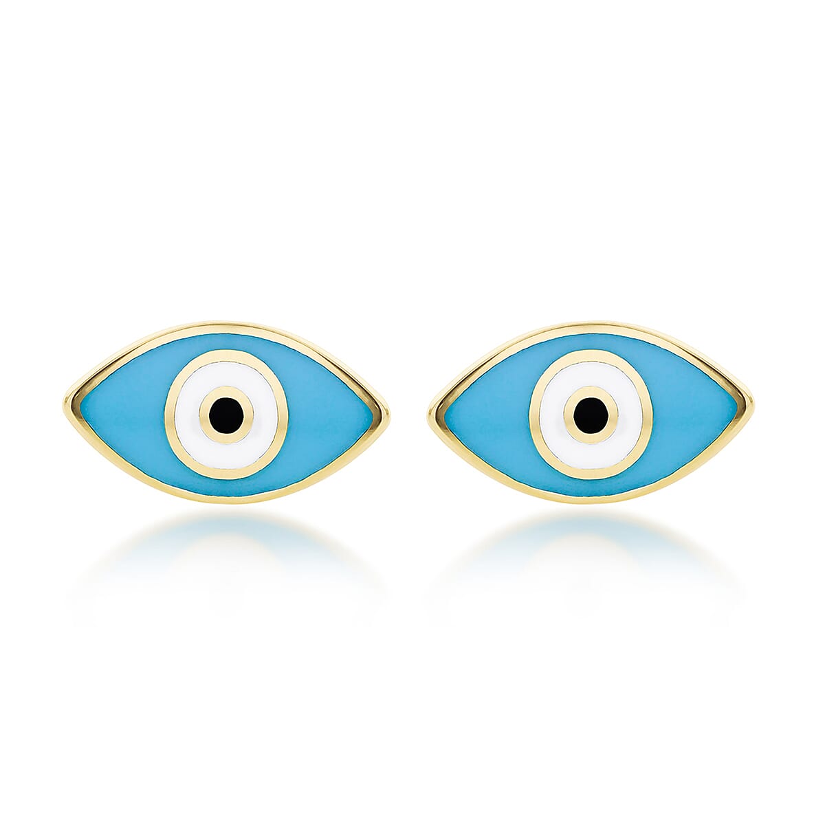 Blue Evil Eye Stud Earrings 9K Yellow Gold 7567536 0