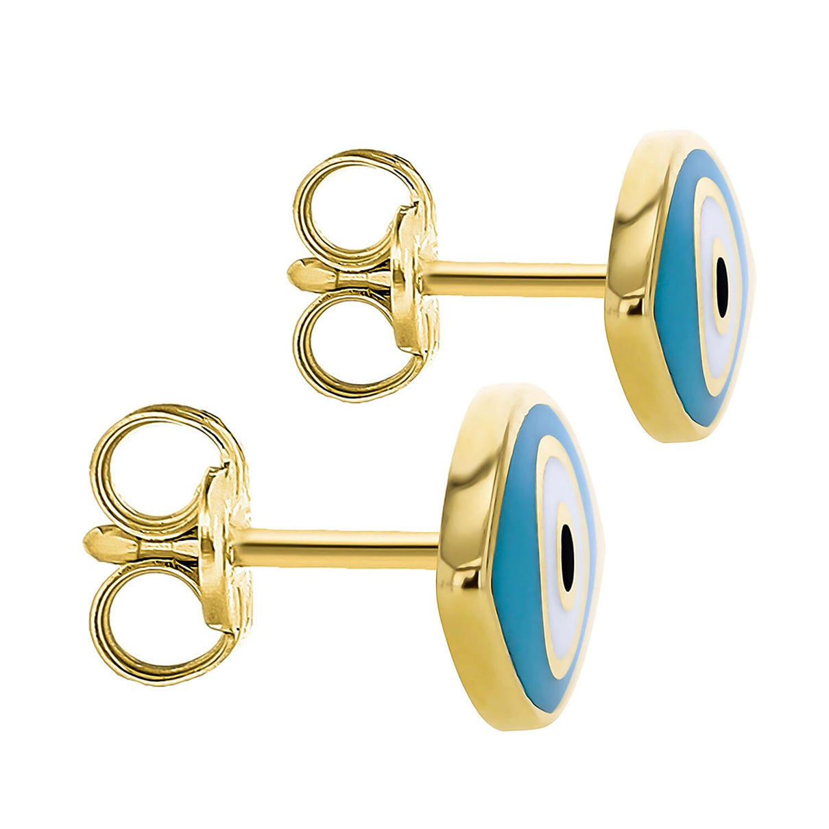 Blue Evil Eye Stud Earrings 9K Yellow Gold 7567536 2