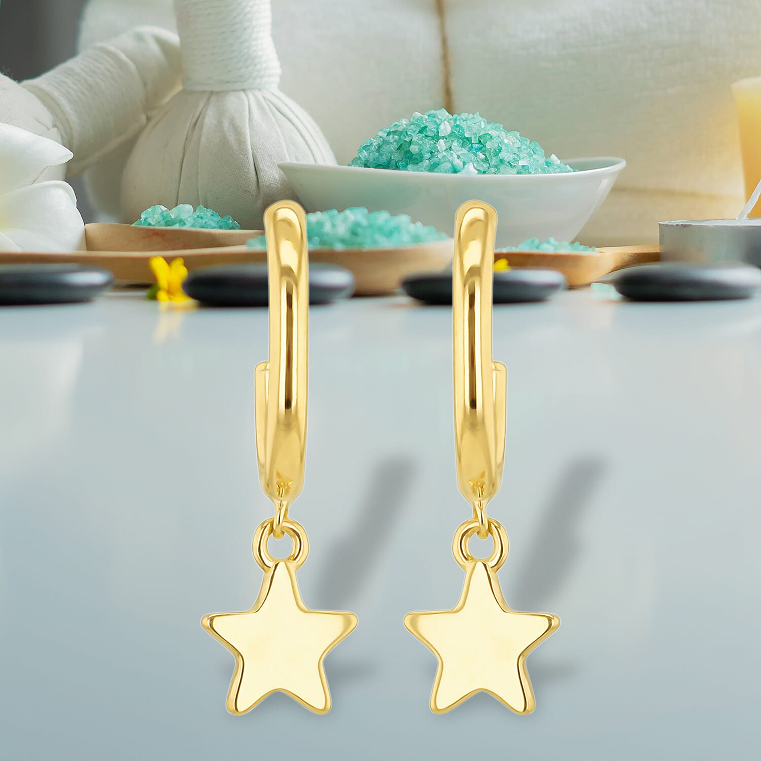 Star Drop Stud Earrings 9K Yellow Gold 7567538 3