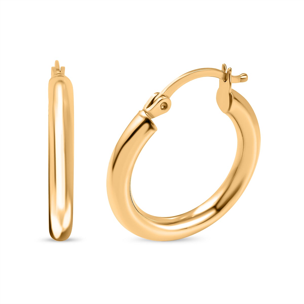 9K Yellow Gold Shiny Hoop Earrings 7663204 0
