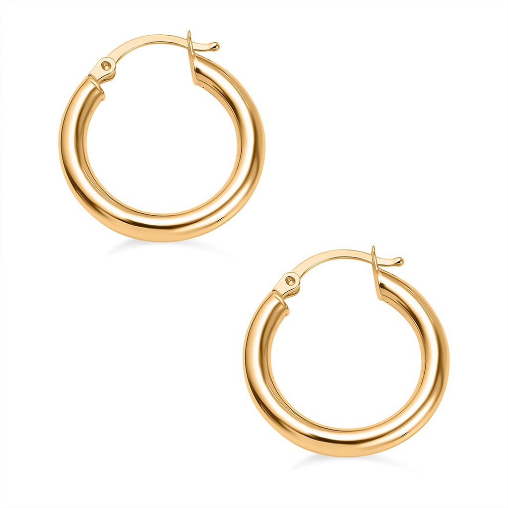 9K Yellow Gold Shiny Hoop Earrings