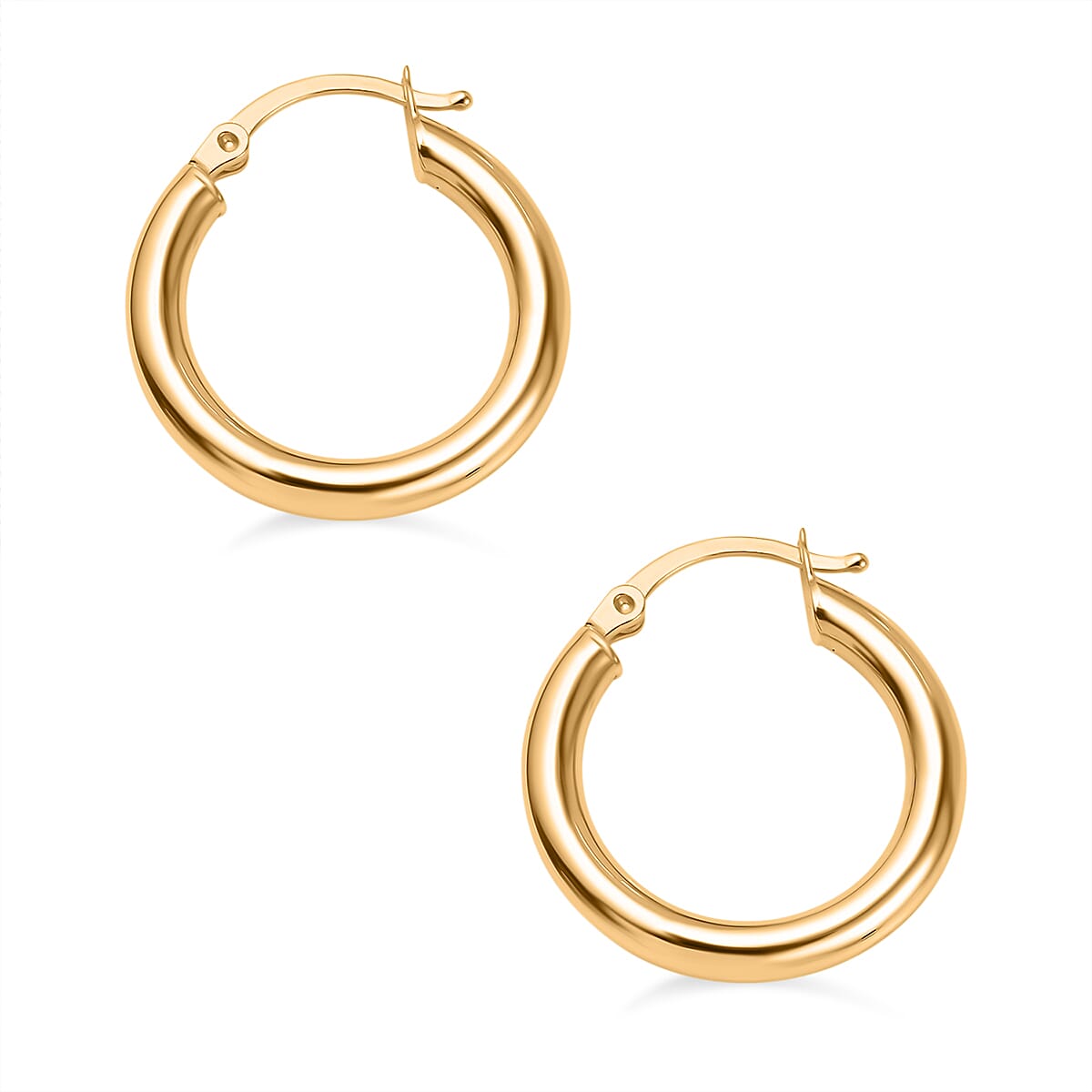 9K Yellow Gold Shiny Hoop Earrings 7663204 3