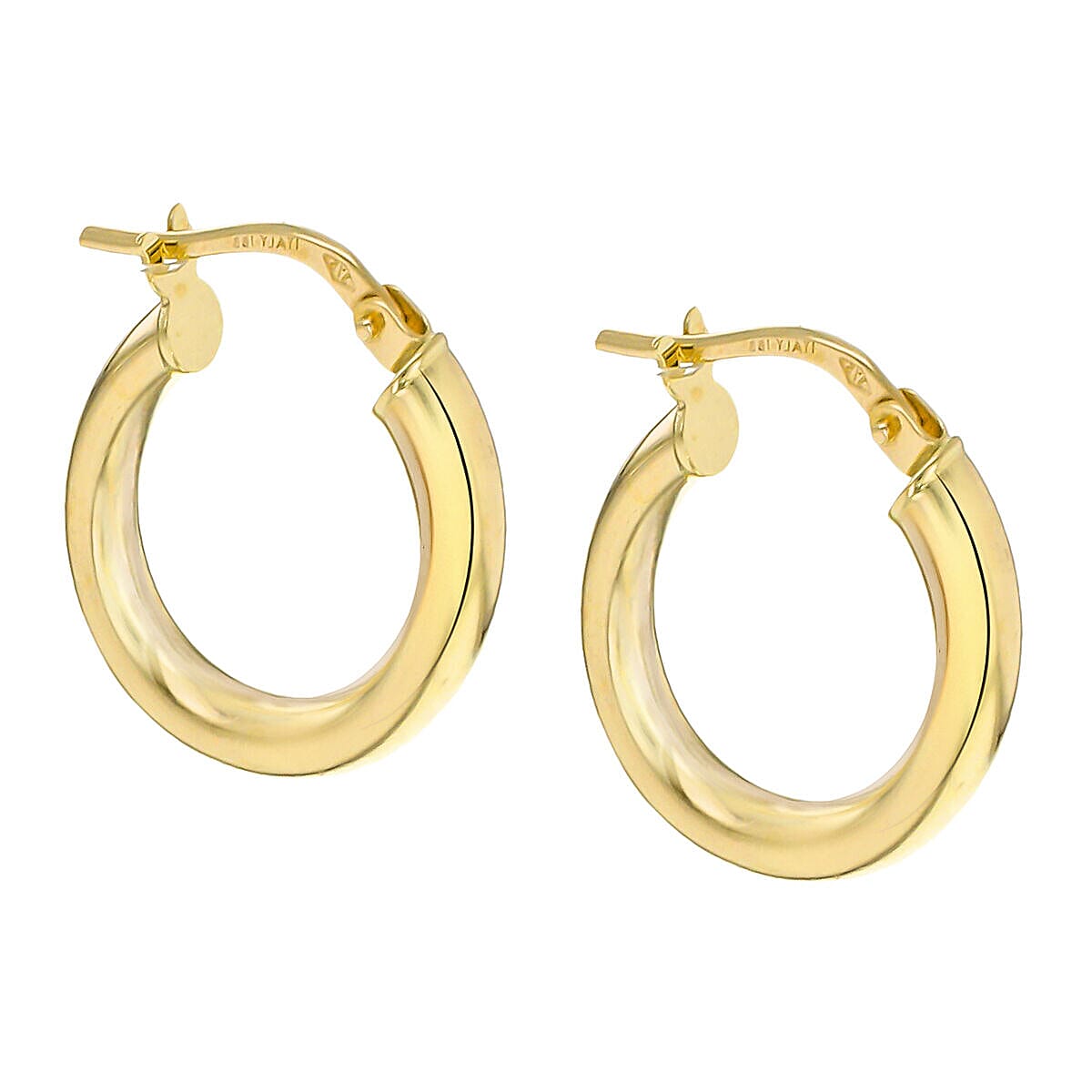 9K Yellow Gold 3mm Tube 18mm Polished Hoop Creole Earrings 7337844 1
