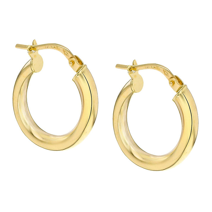 9K Yellow Gold 3mm Tube 18mm Polished Hoop Creole Earrings 7337844 2